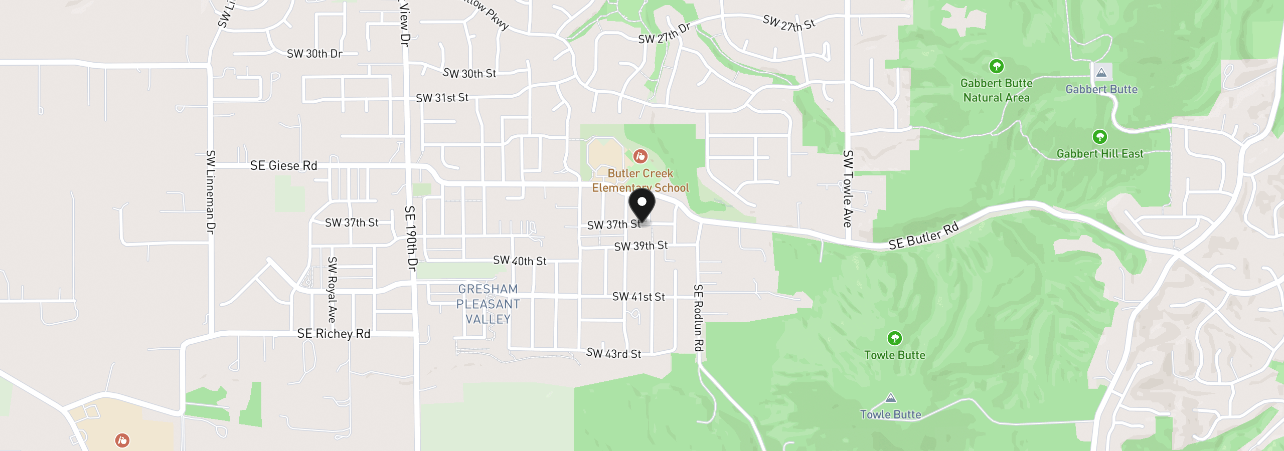 Map showing the location of 2419 SW 39th St, Gresham, OR 97080