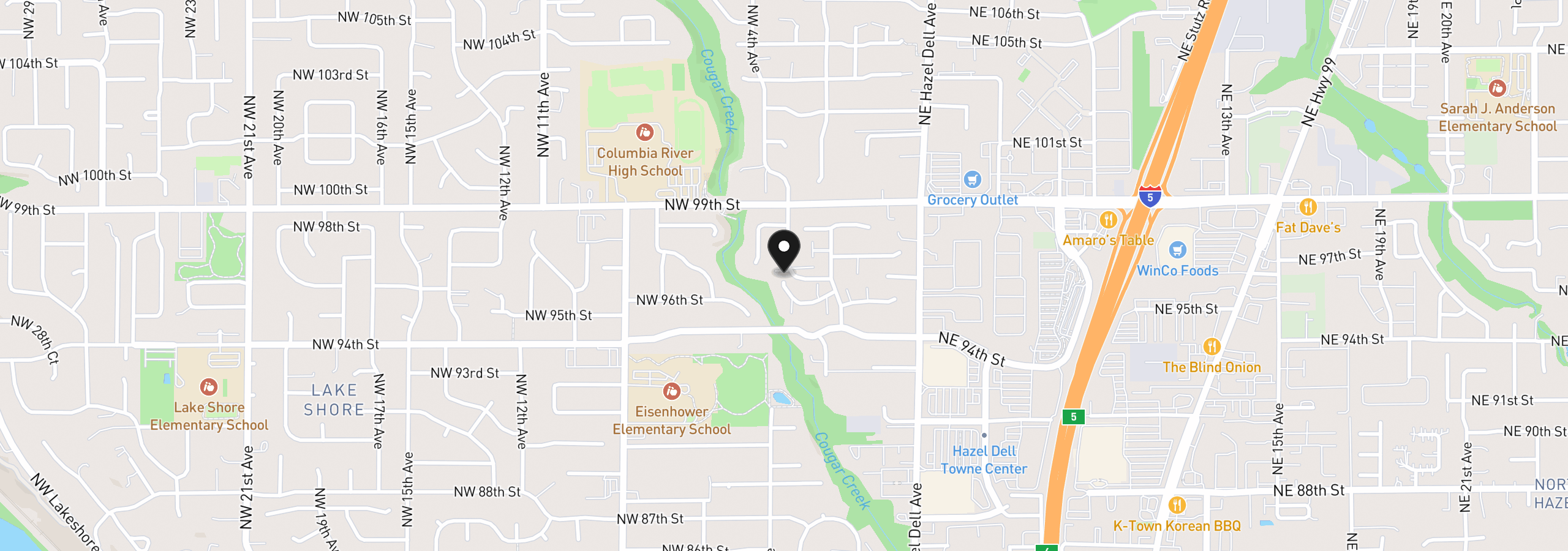 Map showing the location of 311 NW 96th St, Vancouver, Wa 98665