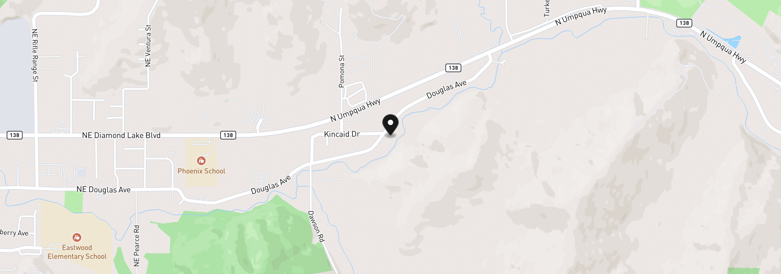 Map showing the location of 4081 NE Douglas Ave, Roseburg, OR 97470
