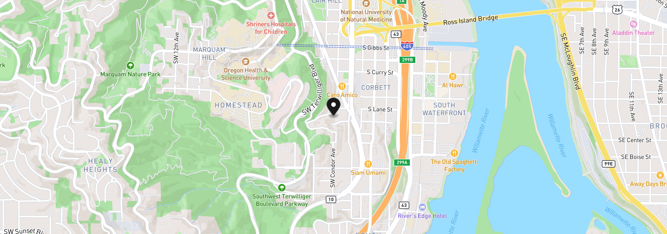 Map showing the location of SW Condor Ave, Portland, OR 97239