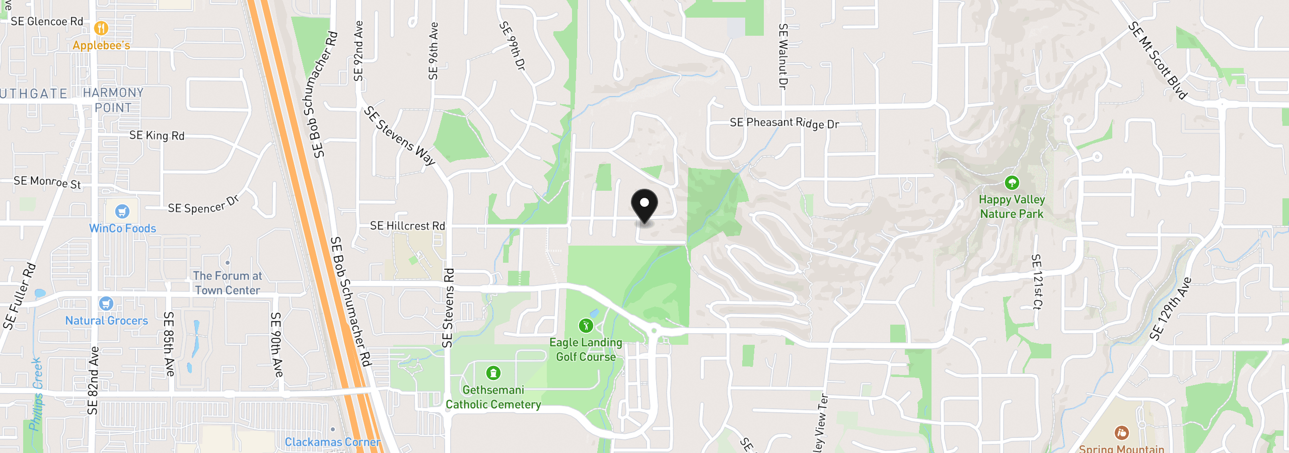 Map showing the location of 11051 SE 105th Ave, Happy Valley, OR 97086