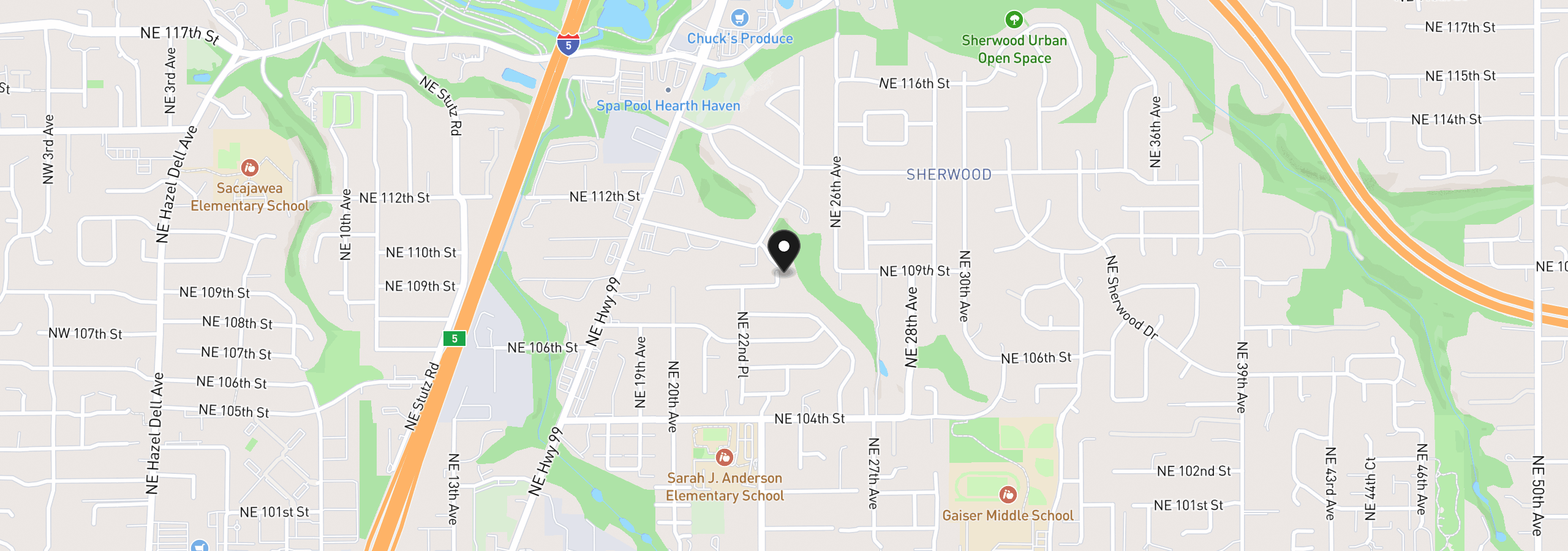 Map showing the location of 10909 NE 24th Ave, Vancouver, Wa 98686