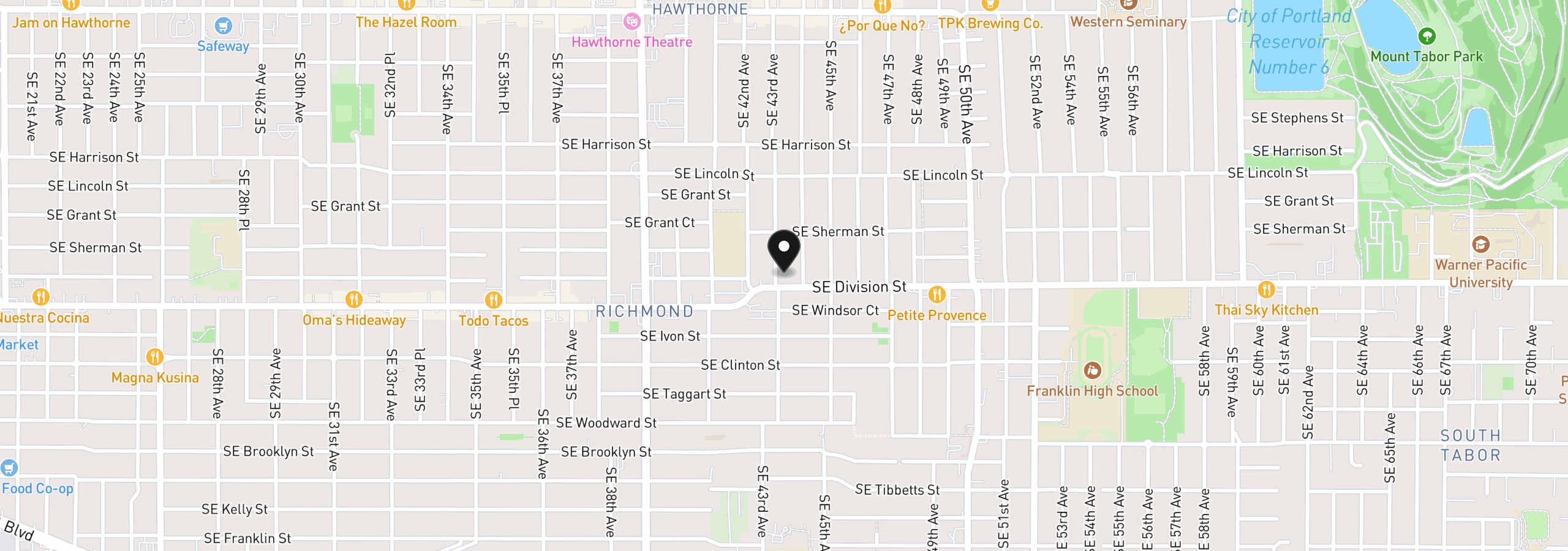Map showing the location of 4309 SE Division St B, Portland, OR 97206