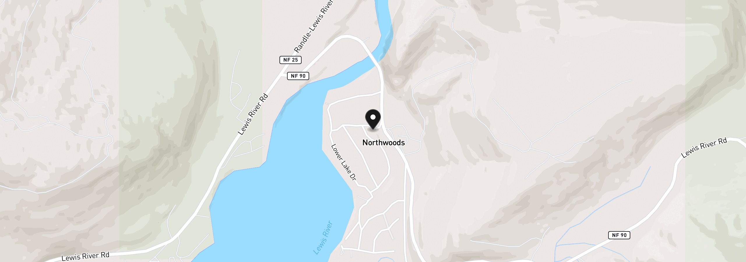 Map showing the location of Cabin 99 Northwoods, Cougar, Wa 98616