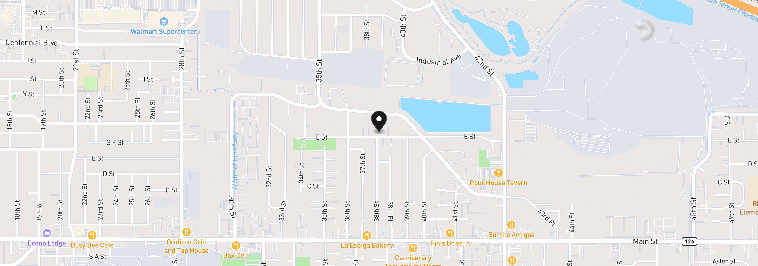 Map showing the location of 3800 E St, Springfield, OR 97478
