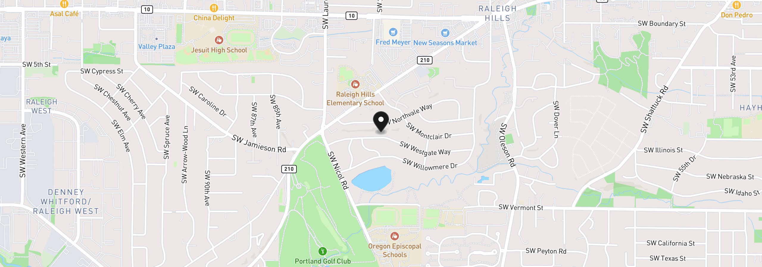 Map showing the location of 7785 SW Westgate Way, Portland, OR 97225