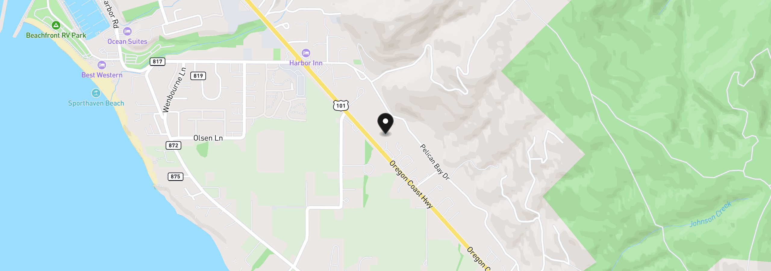Map showing the location of 15819 Highway 101, Brookings, OR 97415