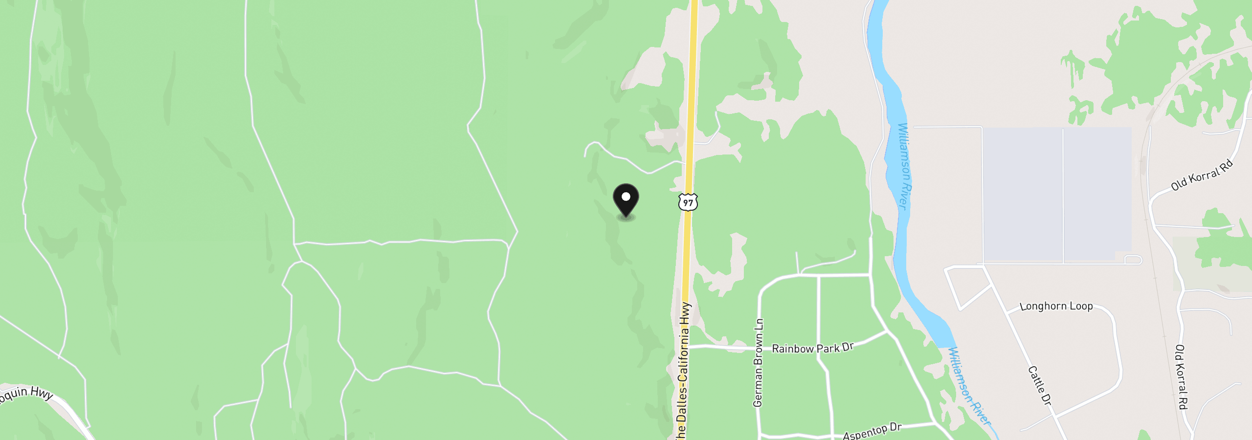 Map showing the location of N 97 Hwy, Chiloquin, OR 97624