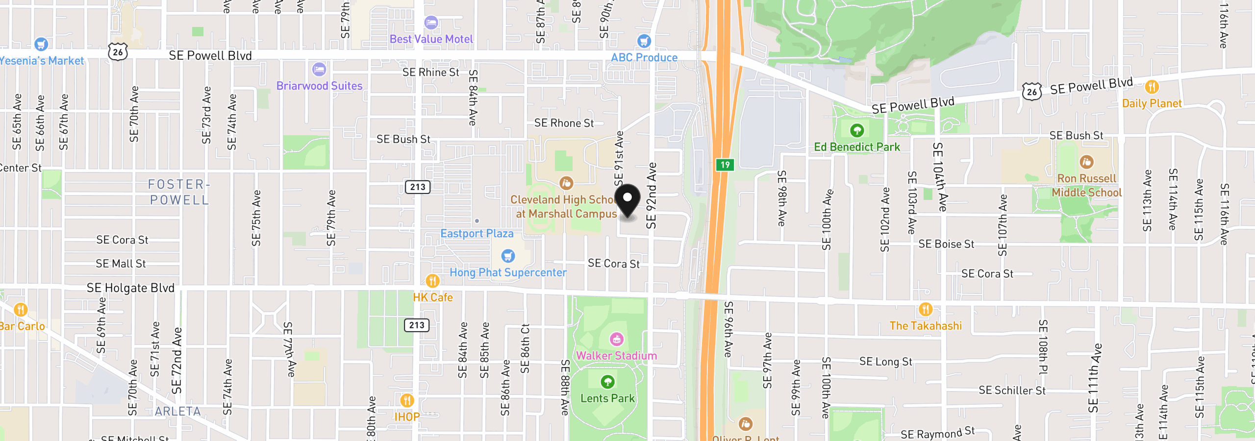 Map showing the location of 4120 SE 91st Ave, Portland, OR 97266