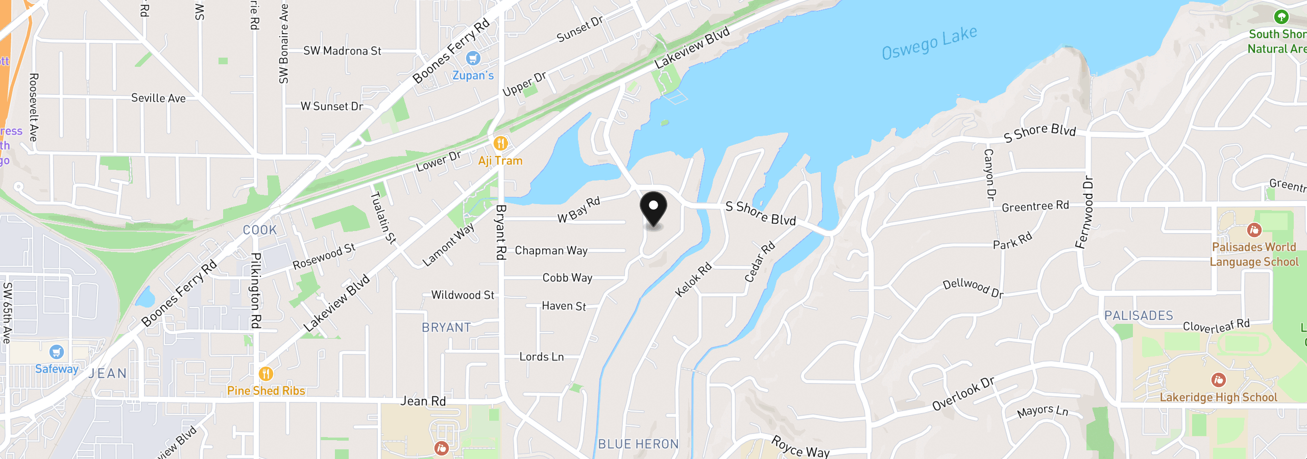 Map showing the location of 17084 Canal Cir, Lake Oswego, OR 97035