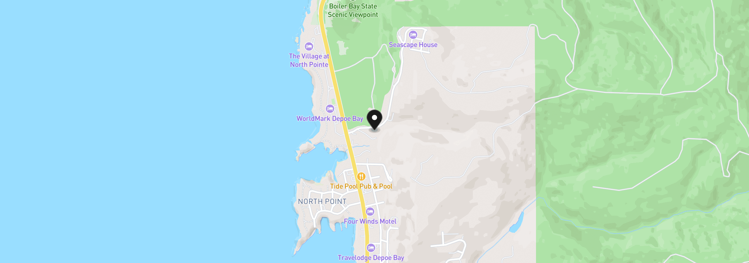 Map showing the location of 650 NE Lillian Ln, Depoe Bay, OR 97341