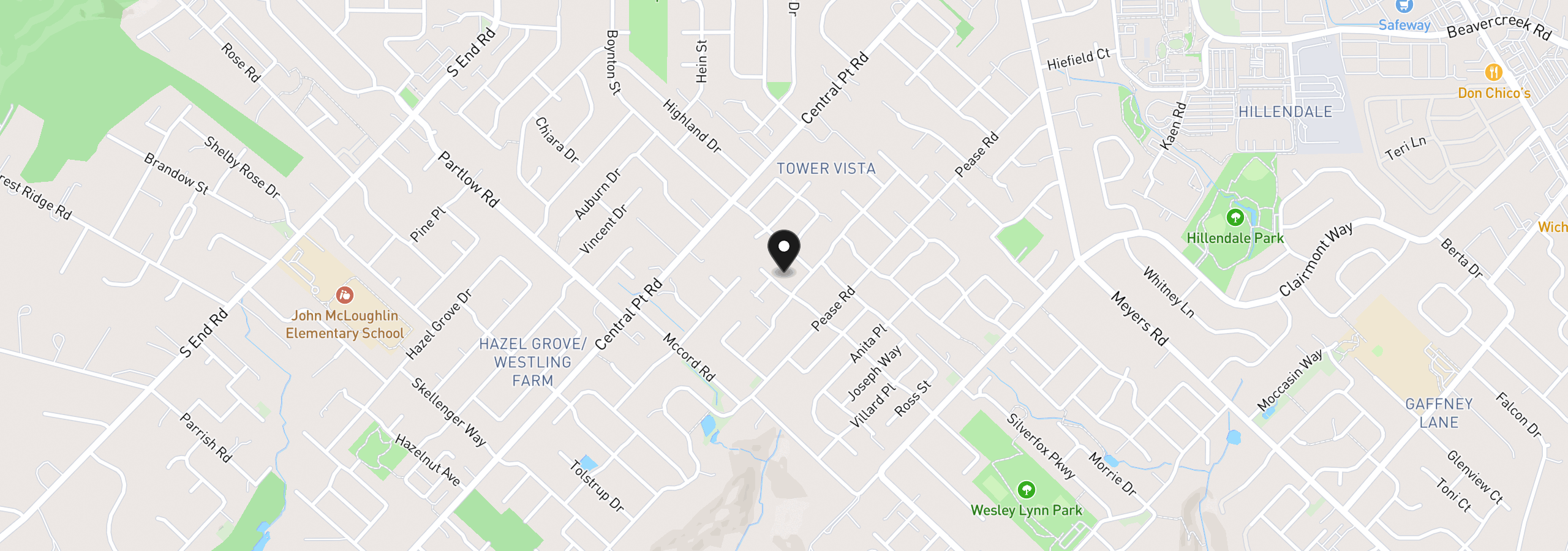 Map showing the location of 12362 Hampton Dr, Oregon City, OR 97045