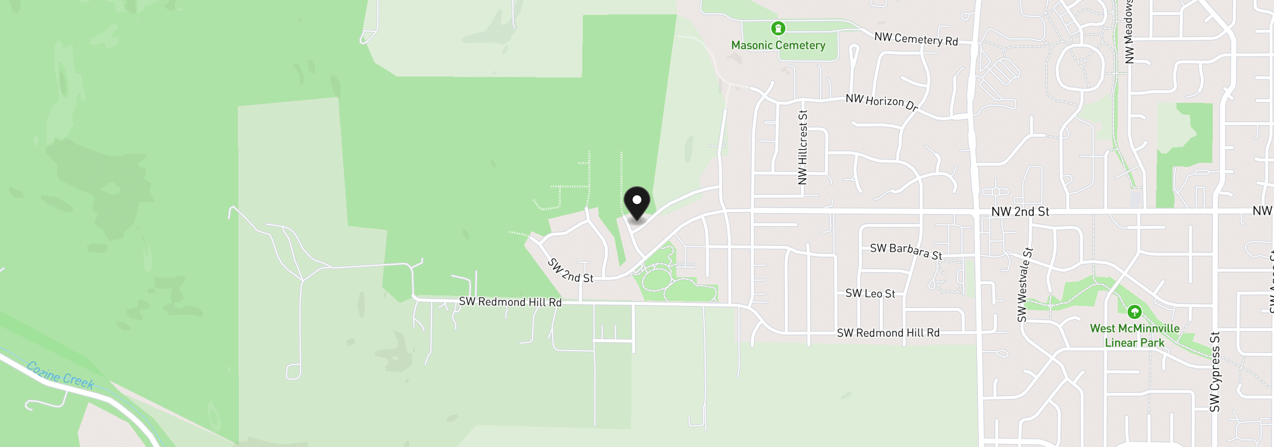 Map showing the location of 142 NW Canyon Creek Dr, McMinnville, OR 97128