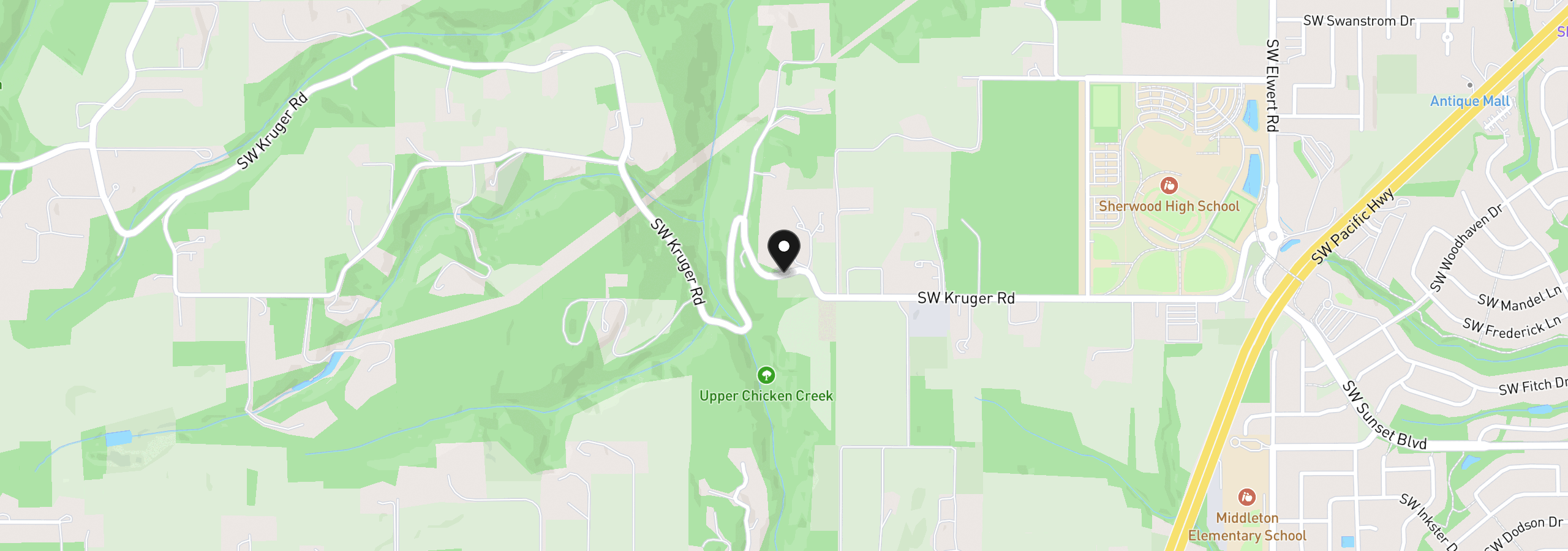 Map showing the location of 20194 SW Kruger Rd, Sherwood, OR 97140