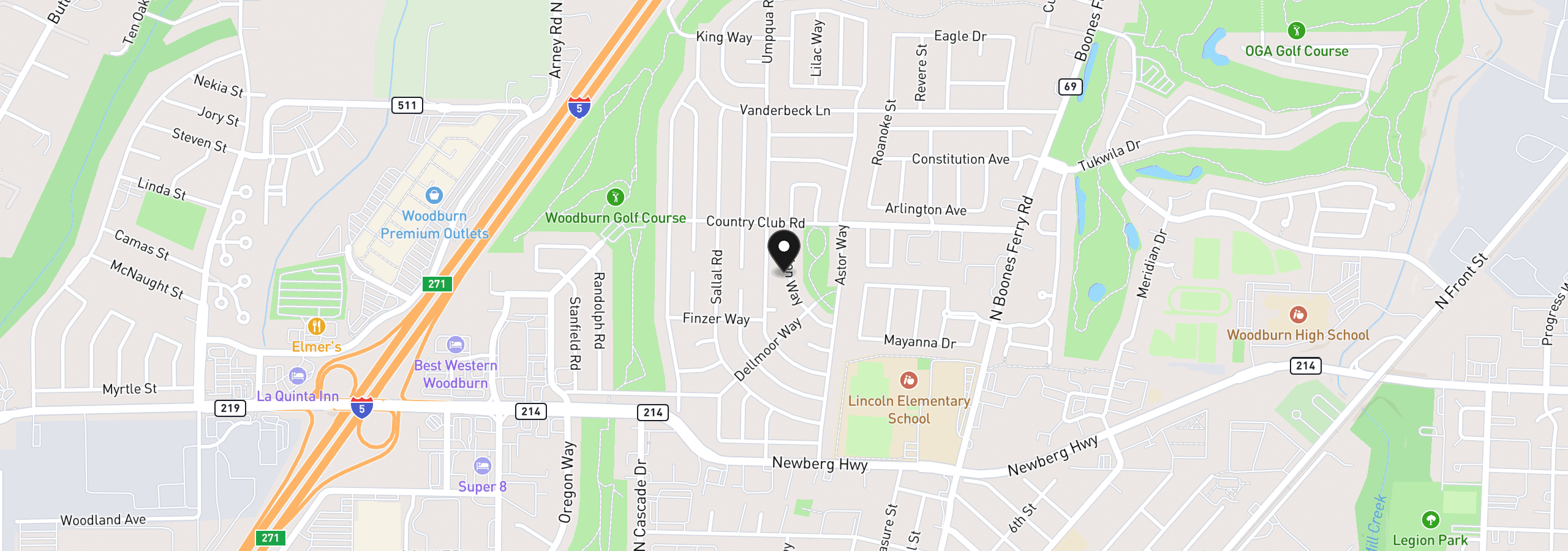 Map showing the location of 1487 Walton Way, Woodburn, OR 97071