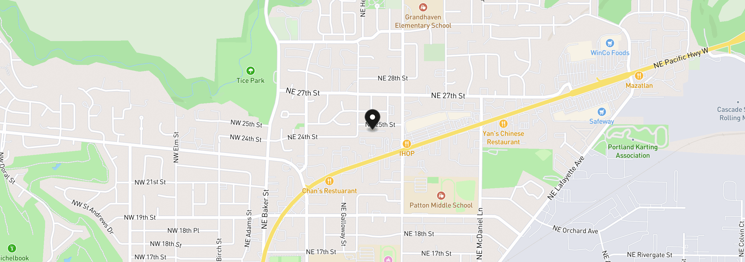 Map showing the location of 2420 NE Hembree St #52, McMinnville, OR 97128
