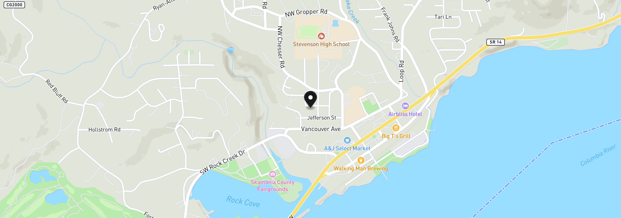 Map showing the location of 438 NW Roselawn St, Stevenson, Wa 98648