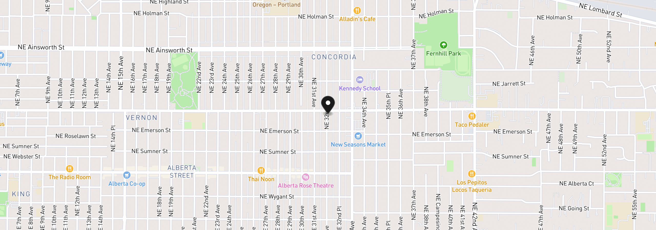 Map showing the location of 5430 NE 32nd Ave, Portland, OR 97211