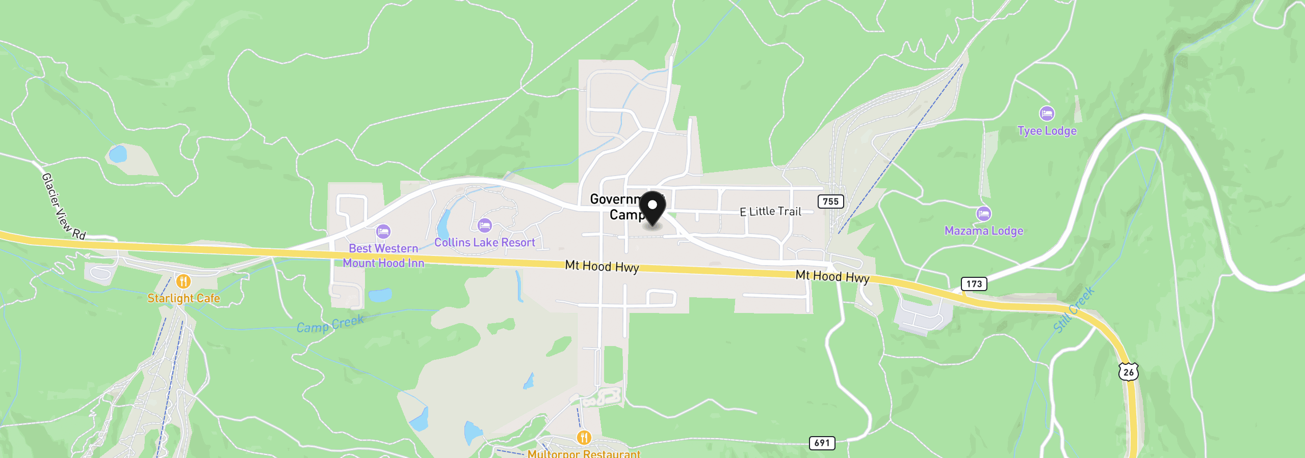 Map showing the location of 88792 E Government Camp Loop, Government Camp, OR 97028