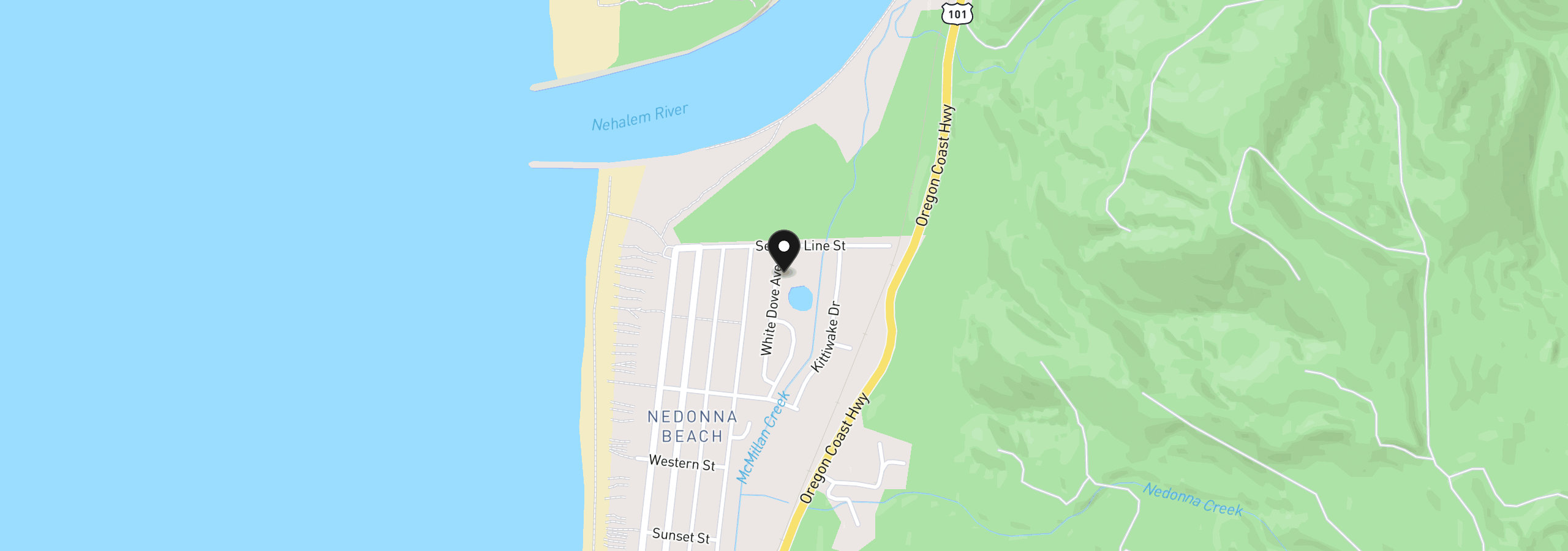 Map showing the location of 26769 White Dove Ave, Rockaway Beach, OR 97136