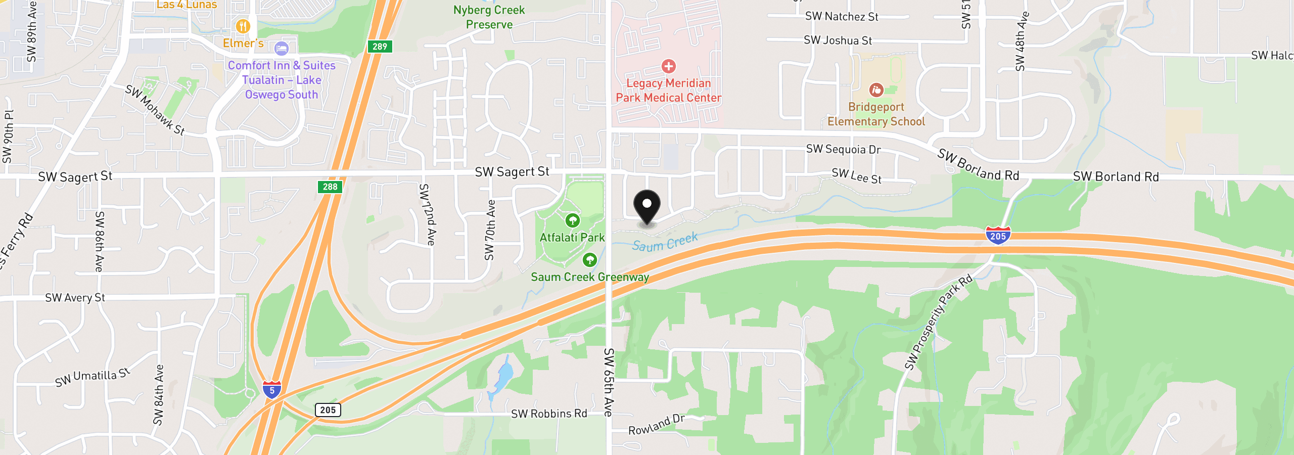 Map showing the location of 7110 SW Barr Ln, Tualatin, OR 97062