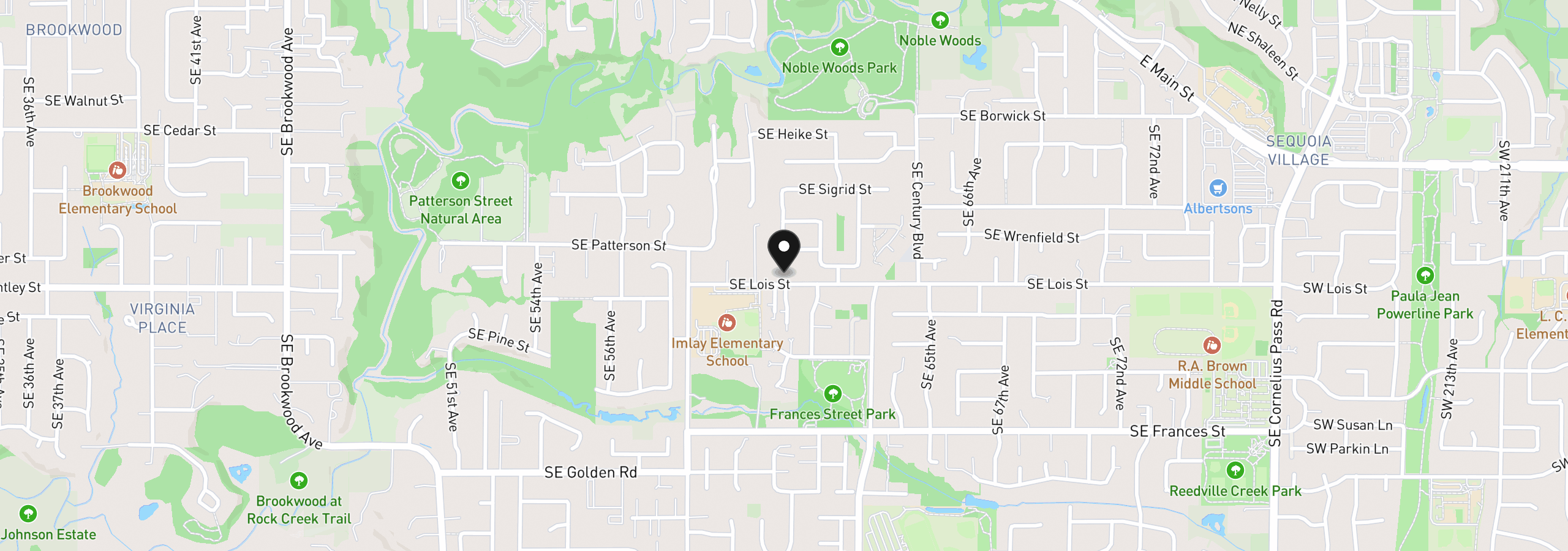 Map showing the location of 6099 SE Lois St, Hillsboro, OR 97129