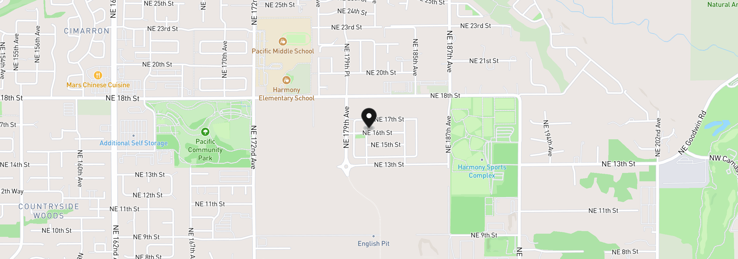 Map showing the location of 18209 NE 14th St, Vancouver, Wa 98684
