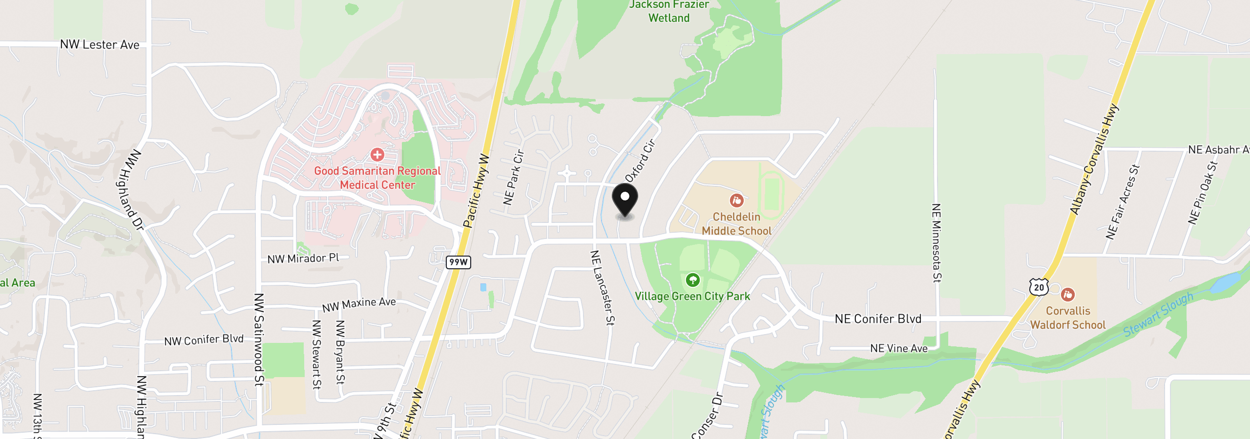 Map showing the location of 489 NE Conifer Blvd, Corvallis, OR 97330