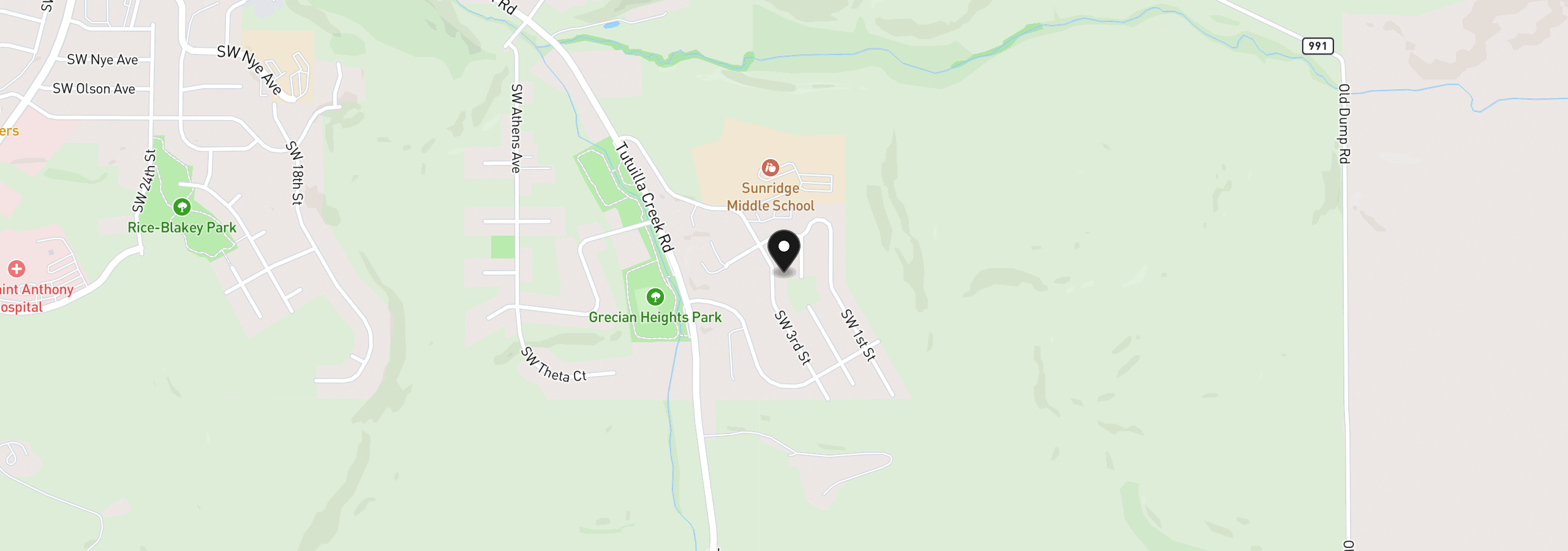 Map showing the location of 1626 SW 3rd St, Pendleton, OR 97801