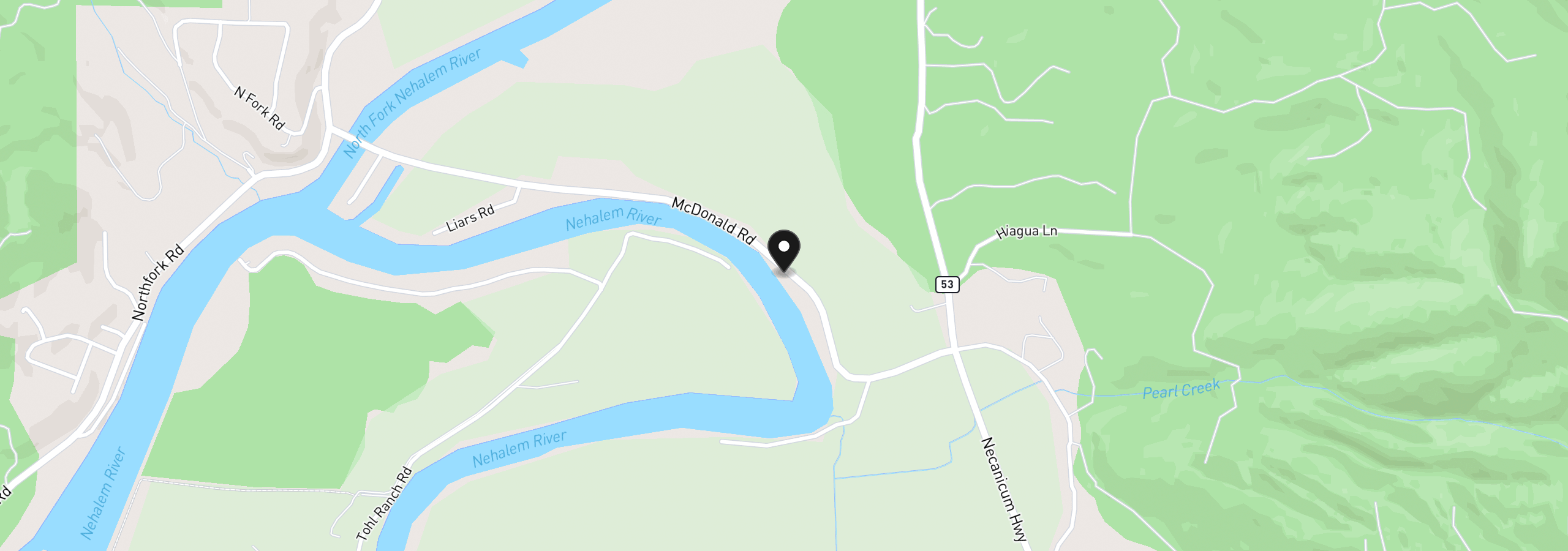 Map showing the location of 16245 McDonald Rd, Nehalem, OR 97131