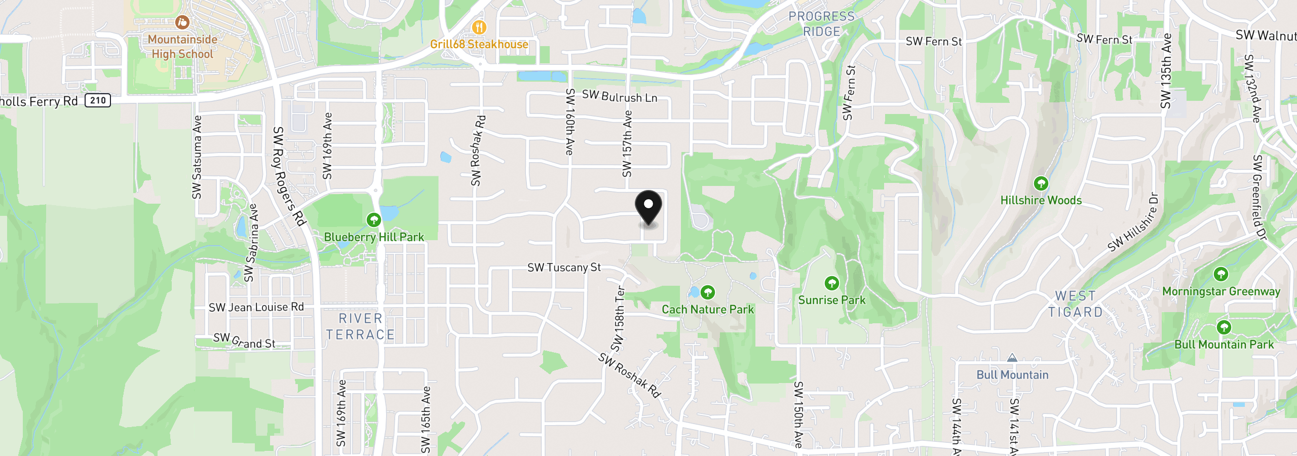Map showing the location of 15821 SW Sundew Dr, Portland, OR 97223