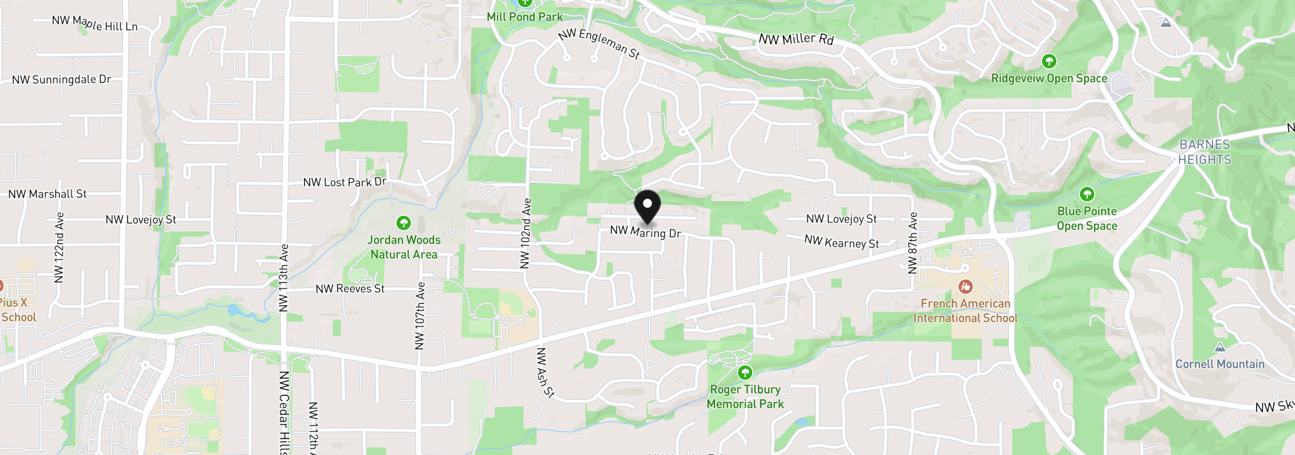 Map showing the location of 9739 NW Maring Dr, Portland, OR 97229