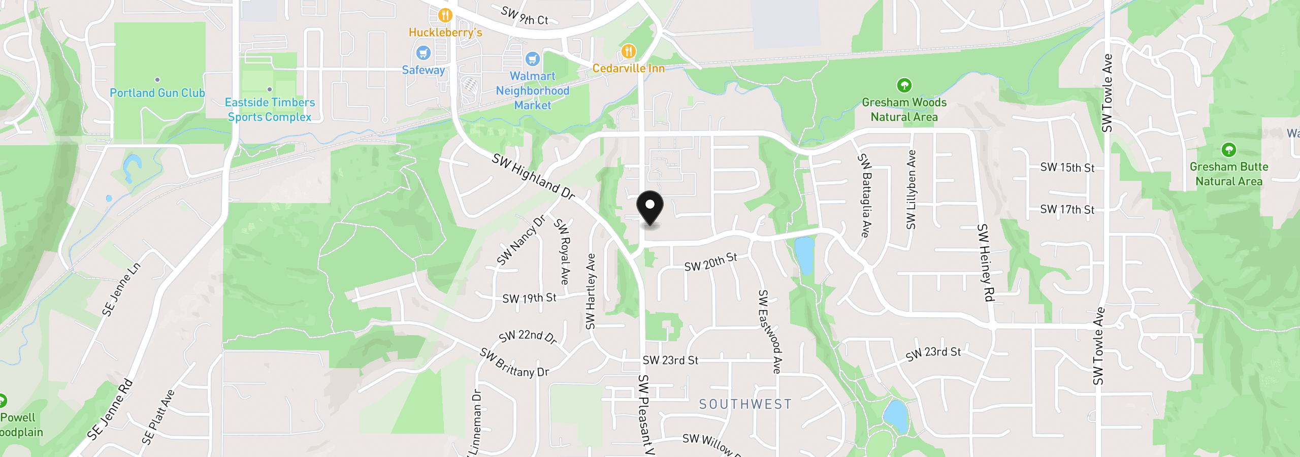 Map showing the location of 1714 SW Pleasant View Dr, Gresham, OR 97080