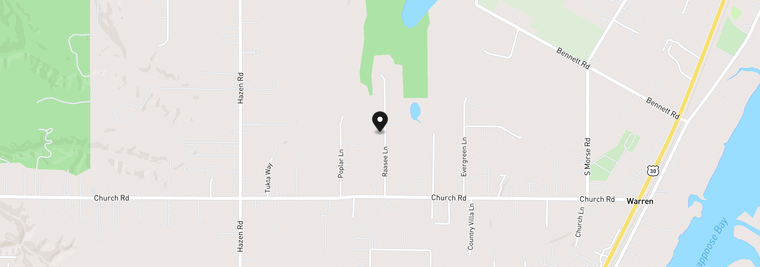 Map showing the location of 56939 Raasee Ln, Warren, OR 97053