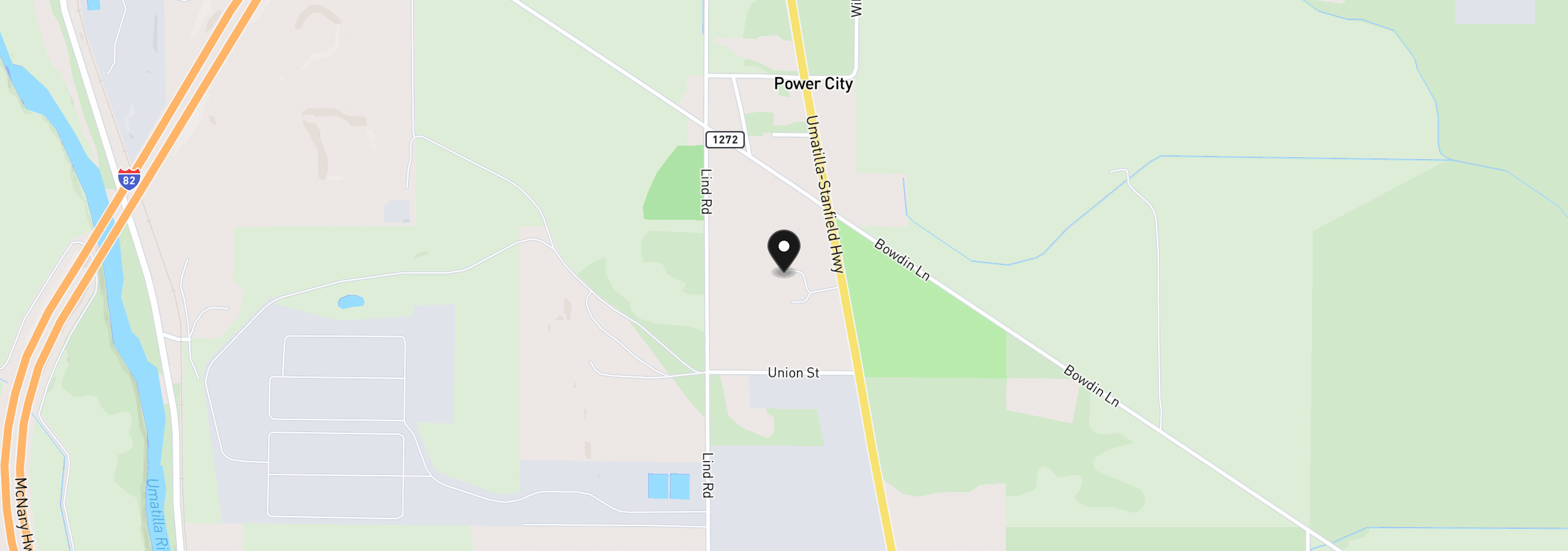 Map showing the location of 81876 Highway 395, Hermiston, OR 97838