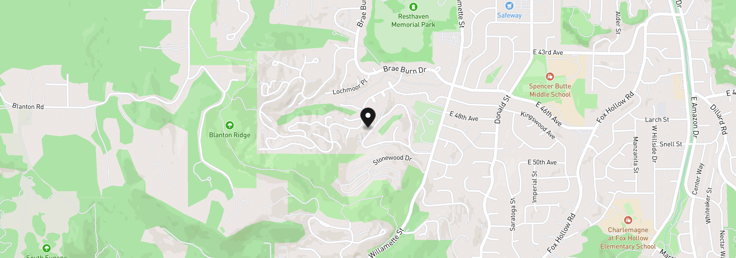 Map showing the location of Rockridge Loop 13, Eugene, OR 97405