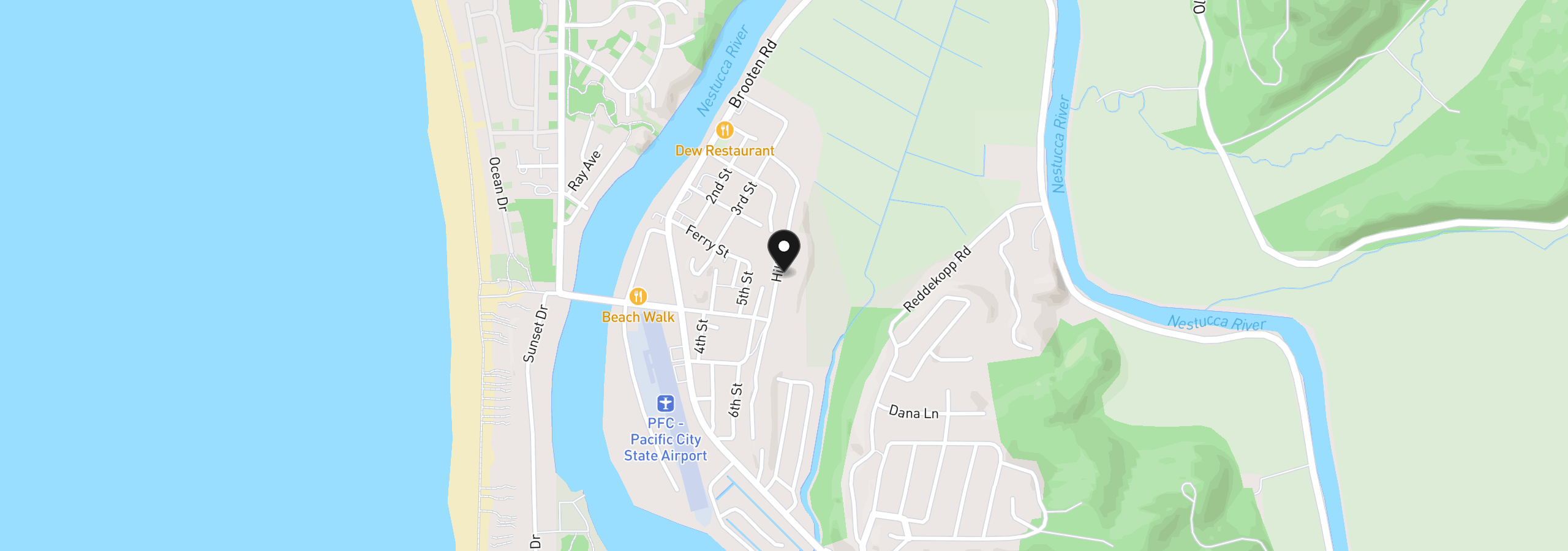 Map showing the location of 34835 Hill St, Pacific City, OR 97135