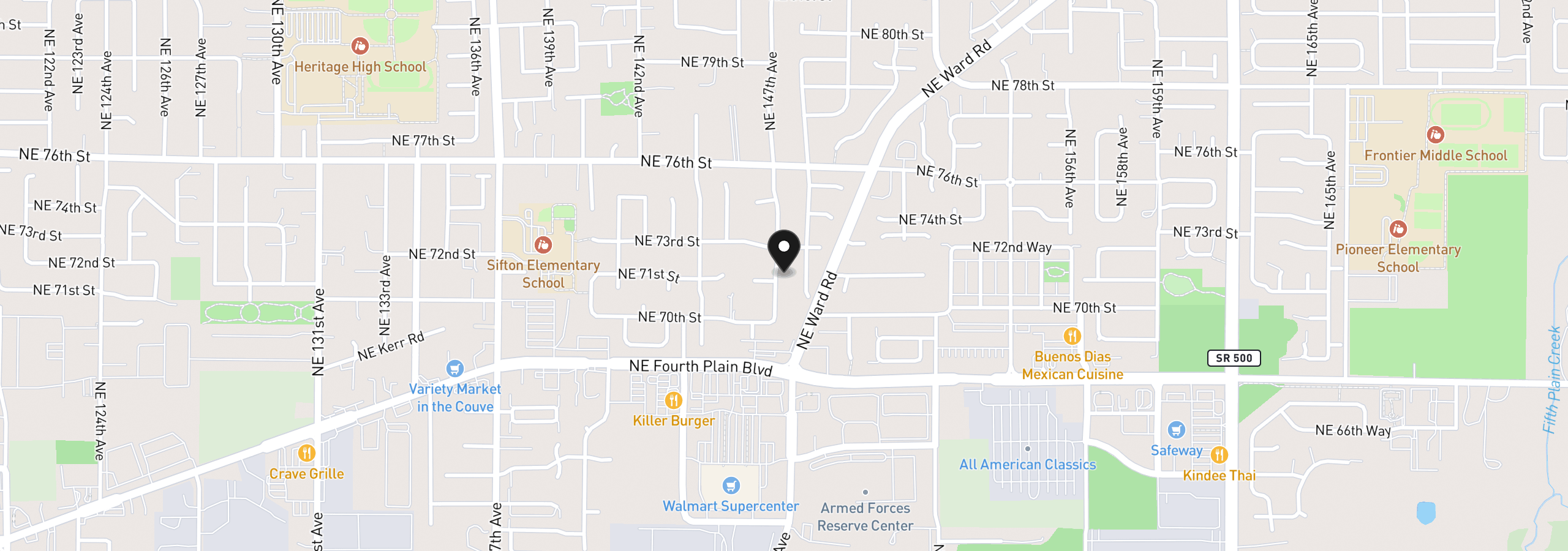 Map showing the location of 7109 NE 147th Ave, Vancouver, Wa 98682