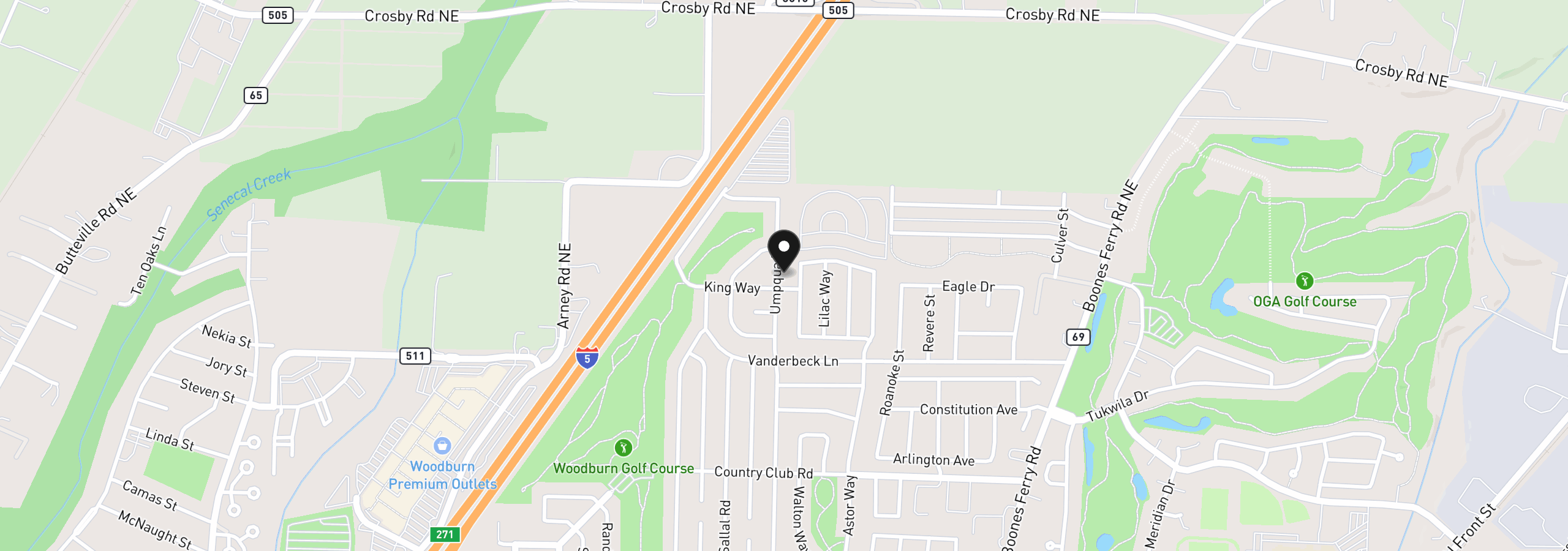 Map showing the location of 2236 Umpqua Rd, Woodburn, OR 97071