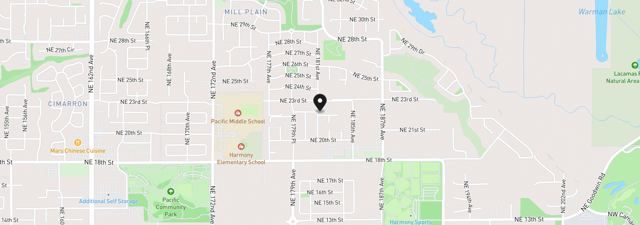 Map showing the location of 18106 NE 22nd St, Vancouver, Wa 98684