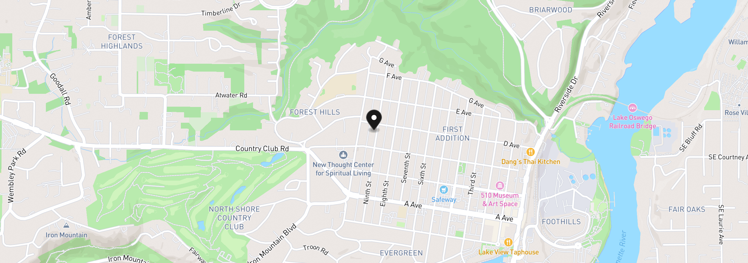 Map showing the location of 676 9th St, Lake Oswego, OR 97034