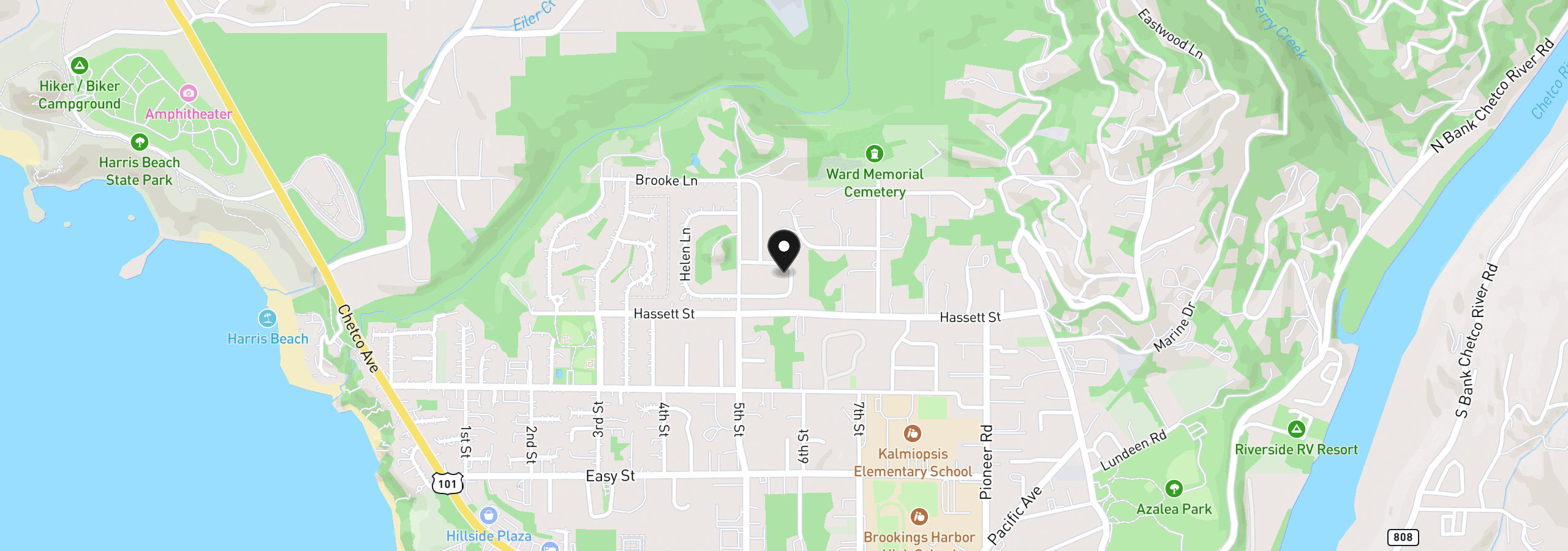 Map showing the location of 872 Jodee Ln, Brookings, OR 97415