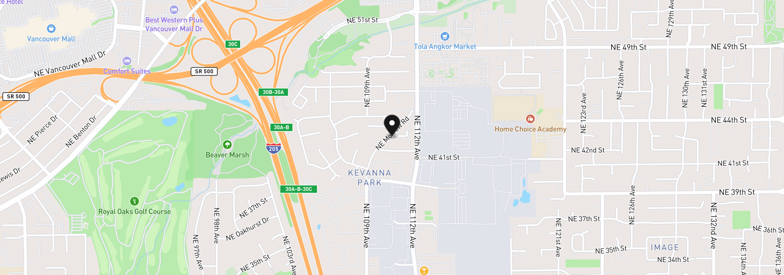 Map showing the location of 11001 NE 43rd Cir, Vancouver, Wa 98682