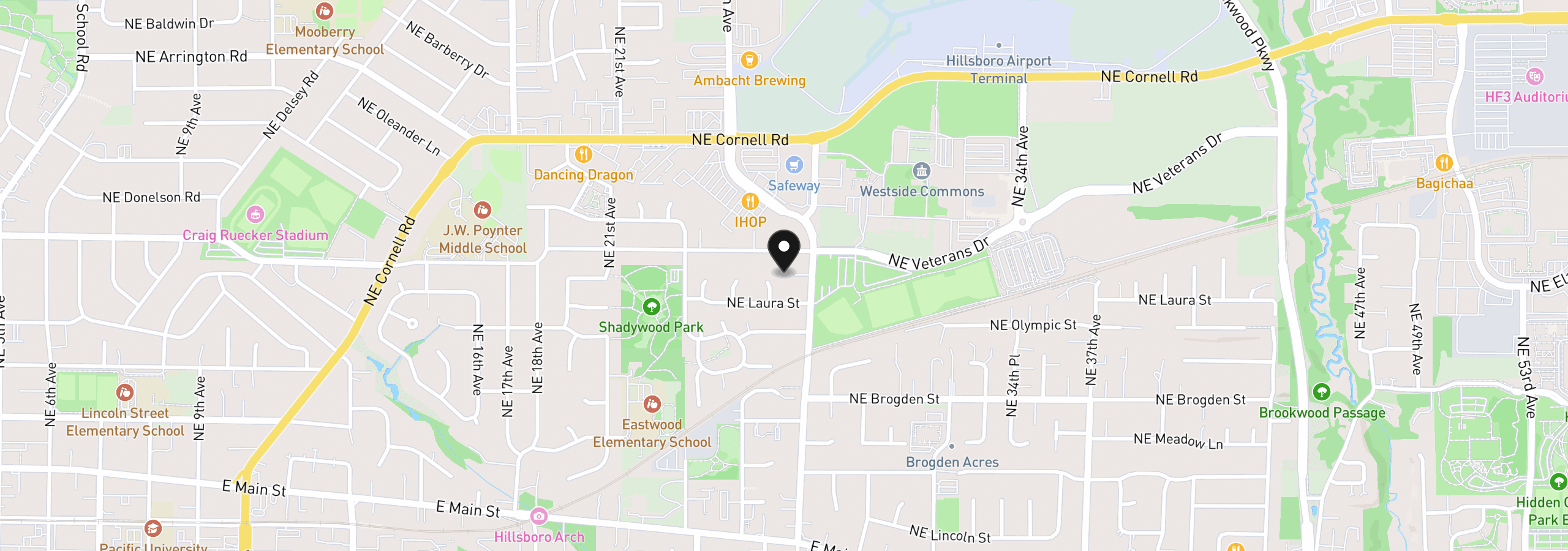 Map showing the location of 561 NE 28th Ave, Hillsboro, OR 97124