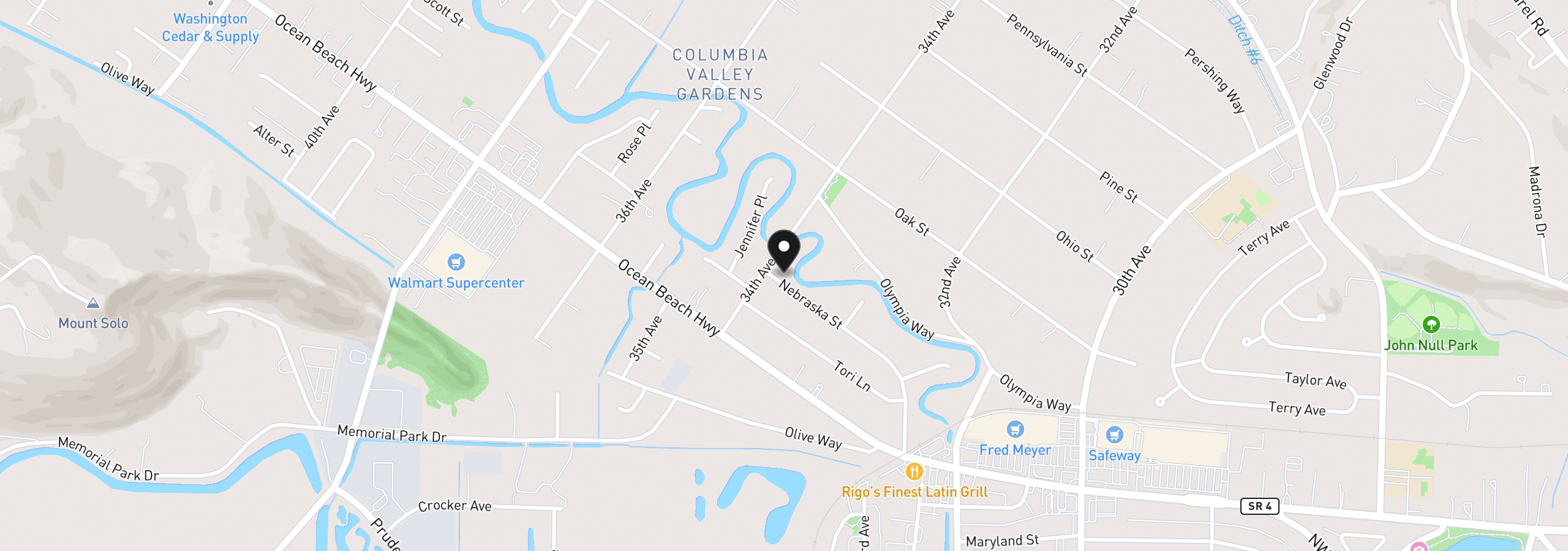 Map showing the location of 3382 Nebraska St, Longview, Wa 98632