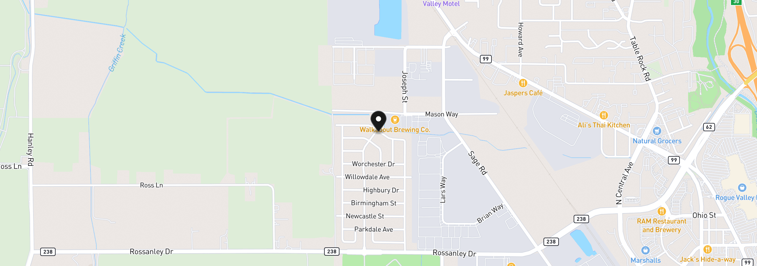 Map showing the location of 989 Pendleton Dr, Medford, OR 97501
