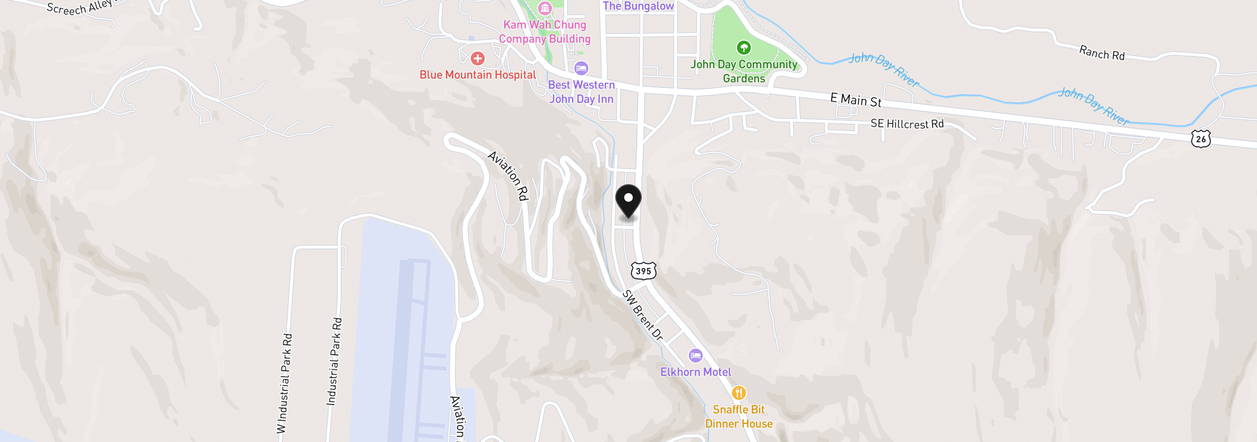 Map showing the location of 317 S Canyon Blvd, John Day, OR 97845