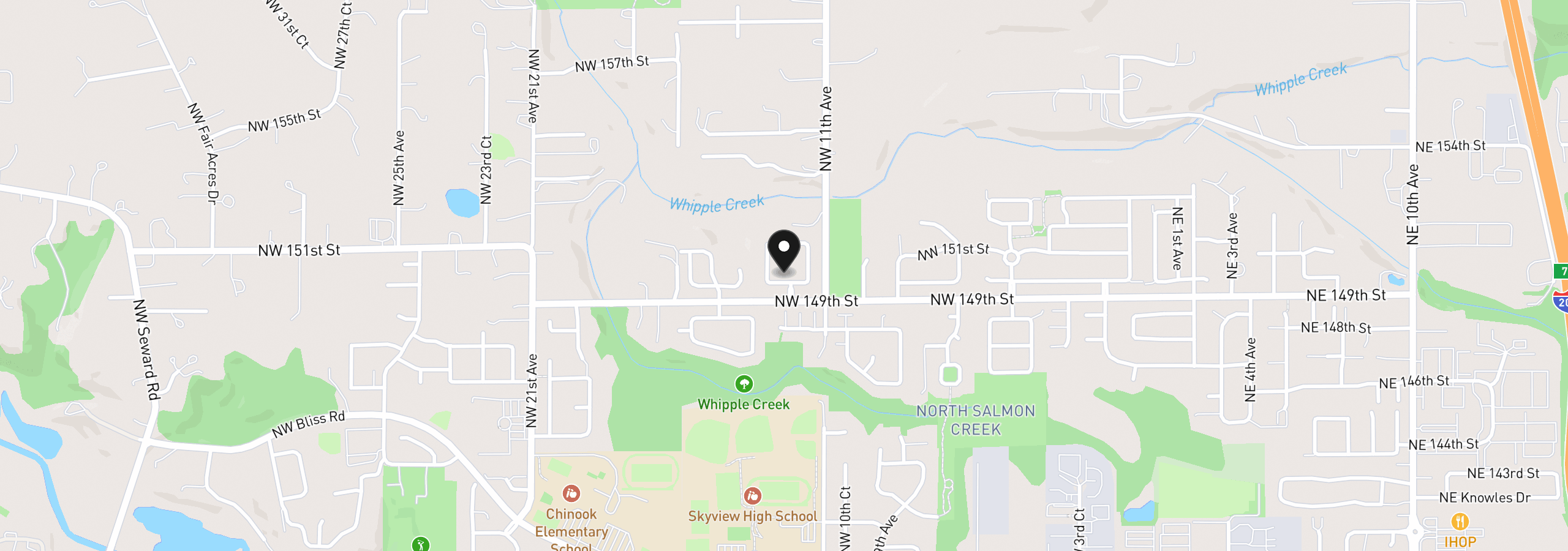 Map showing the location of 1204 NW 150th St, Vancouver, Wa 98685