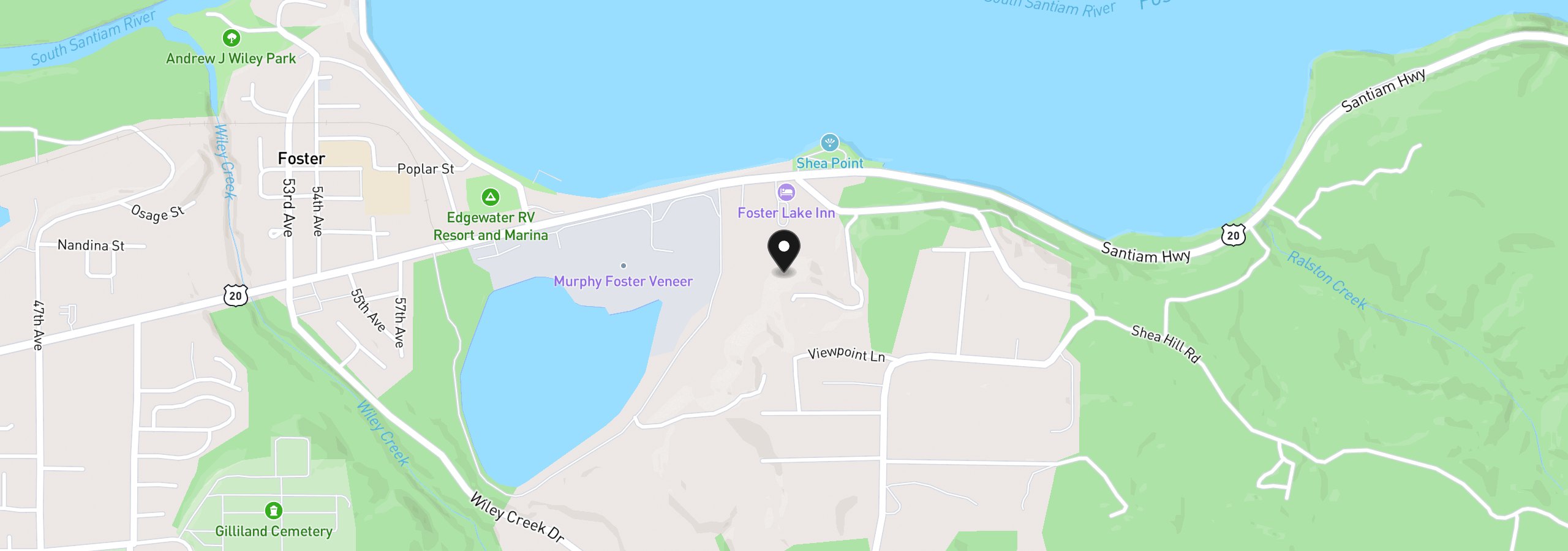 Map showing the location of 6304 Lakepointe Way, Sweet Home, OR 97386