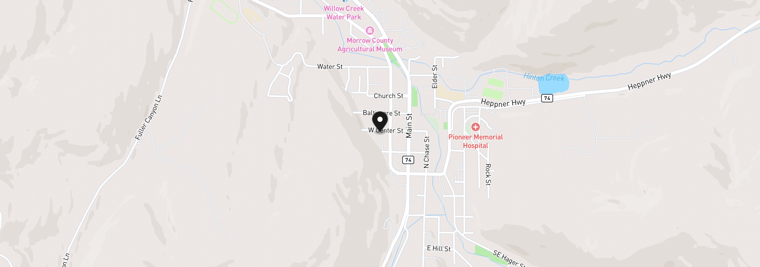 Map showing the location of 220 W Center St, Heppner, OR 97836
